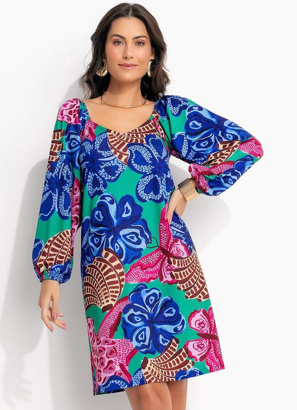 Vestido Tropical Borboleta em Malha Fria