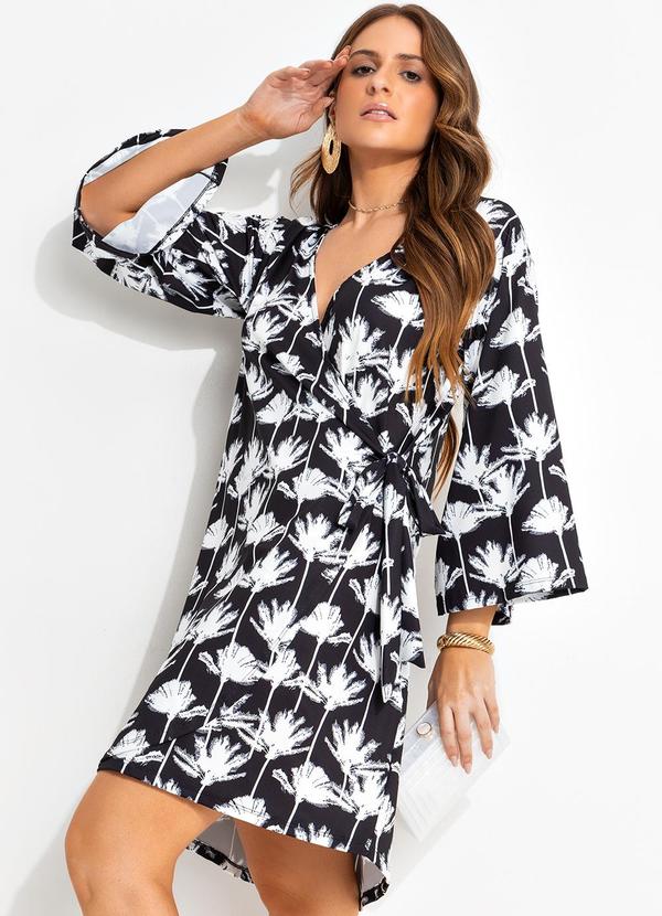 Vestido Tropical P&B em Malha Fria