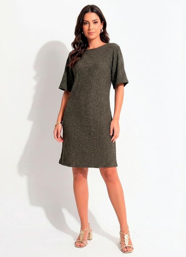 Vestido Verde Canelado com Lurex