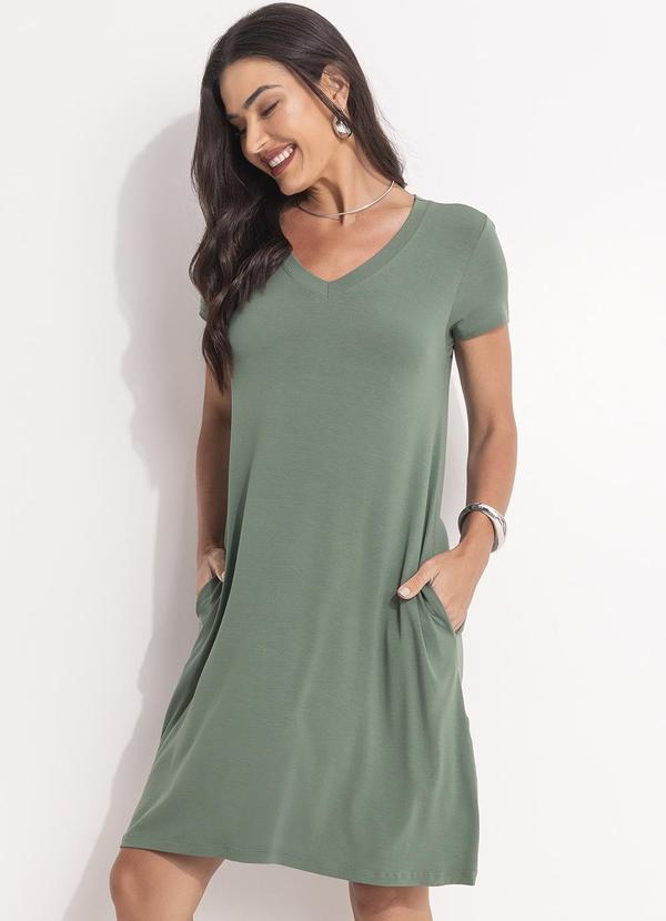 Vestido Verde em Malha de Viscose