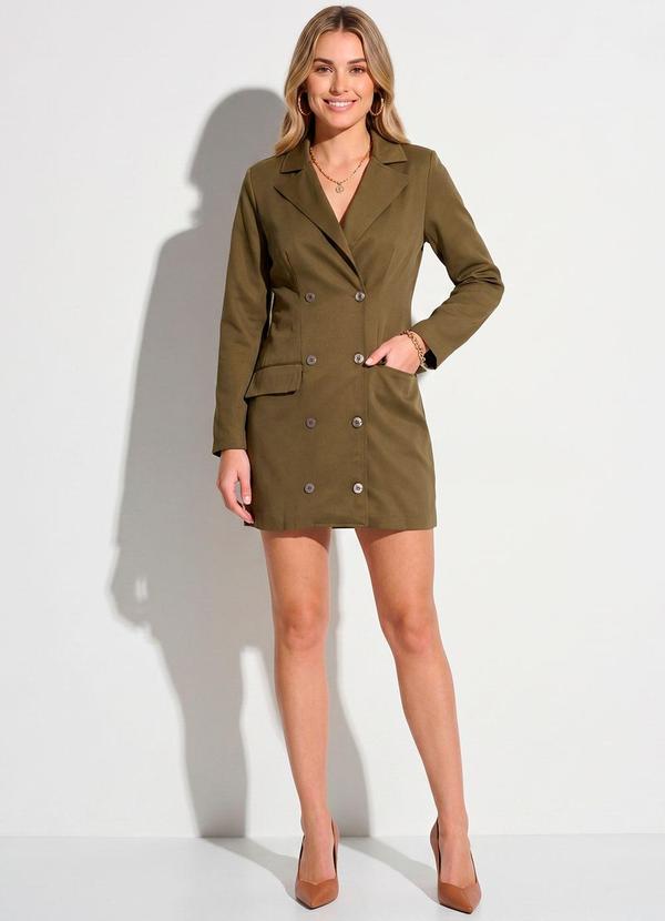 Vestido Verde Musgo com Bolsos Funcionais