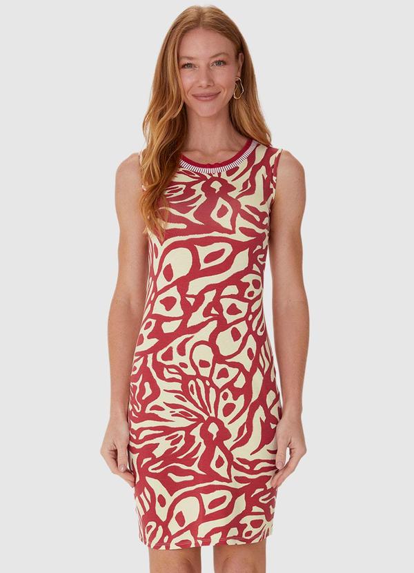 Vista 2 Vestido Vermelho Curto Abstrato Malwee Malwee