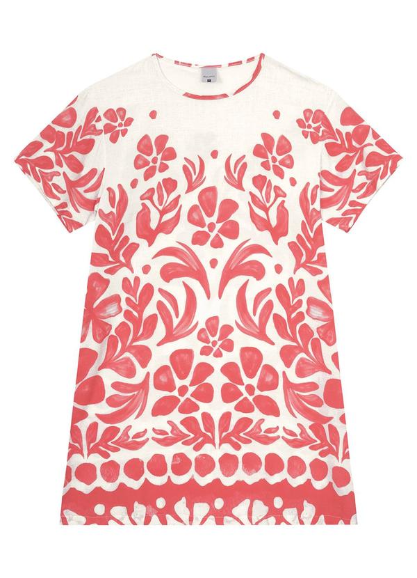 Vestido Vermelho Curto Reto Floral