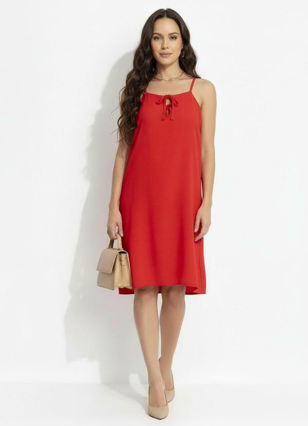 Vestido Vermelho em Crepe Plano