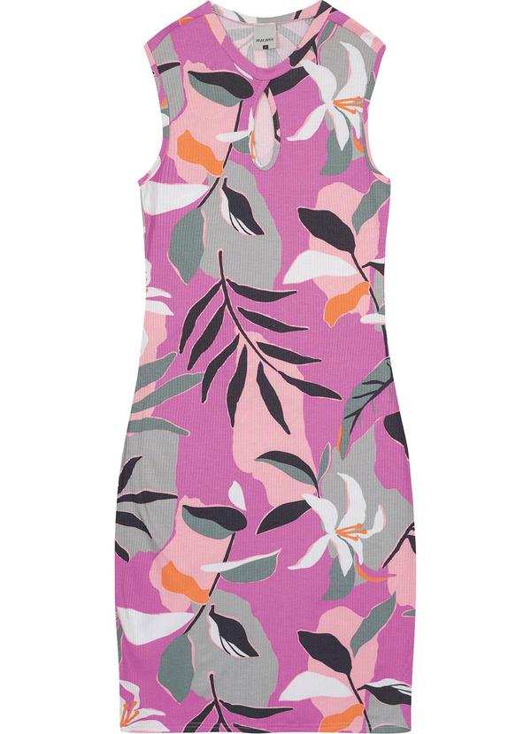Vestido Violeta Curto Floral Canelado