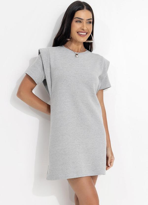 Vestido Curto Canelado Cinza