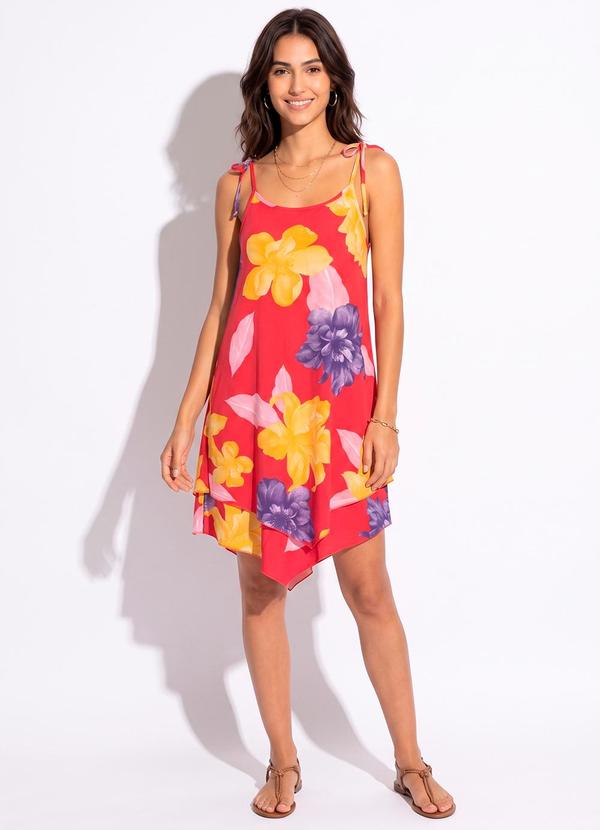 Vestdo Alças para Amarrar Floral Vermelho