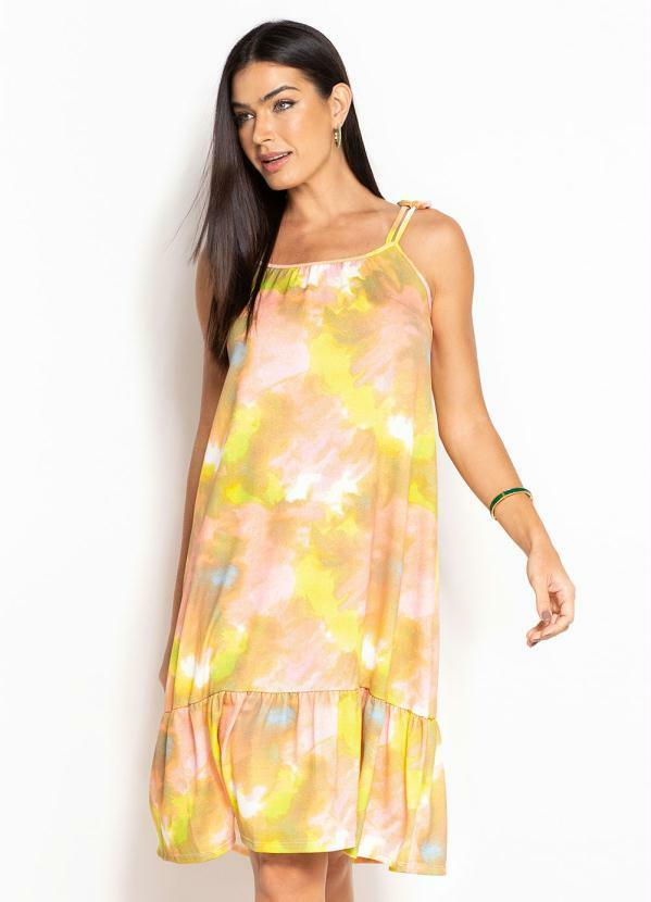 Vestido Alça Dupla Rosa e Azul