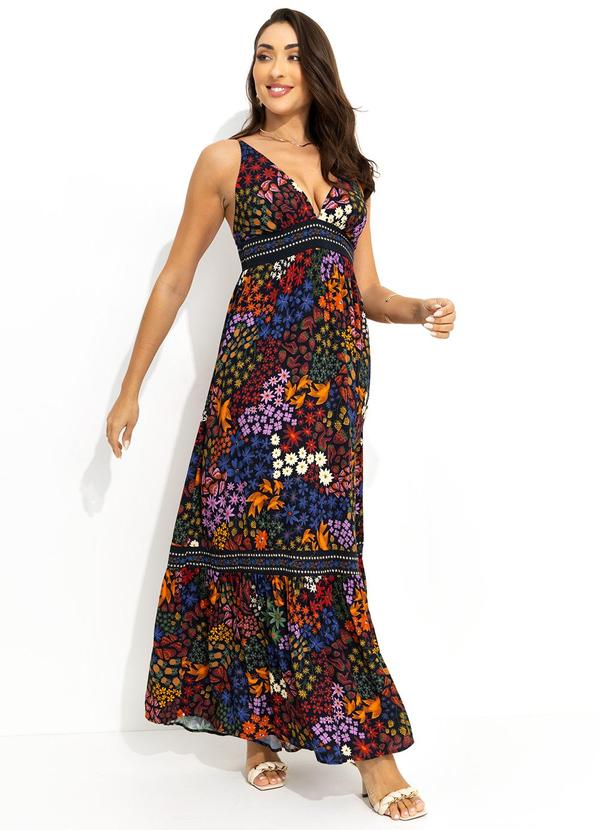 Vestido Alcinhas Jardim de Morango Preto