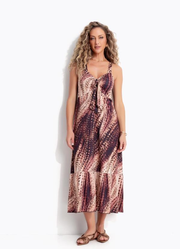 Vestido Animal Print Cervo em Malha Fria