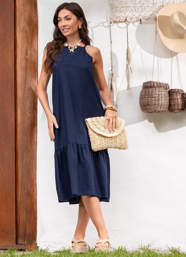 Vestido Azul em Linho