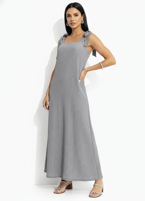 Vestido Cinza Claro em Malha Anarruga