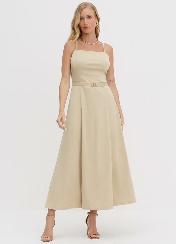 Vista 2 Vestido de Alça Maxi Longuete Nice Bege Principessa Principessa