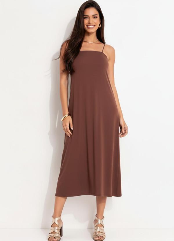 Vestido Marrom em Malha de Viscose