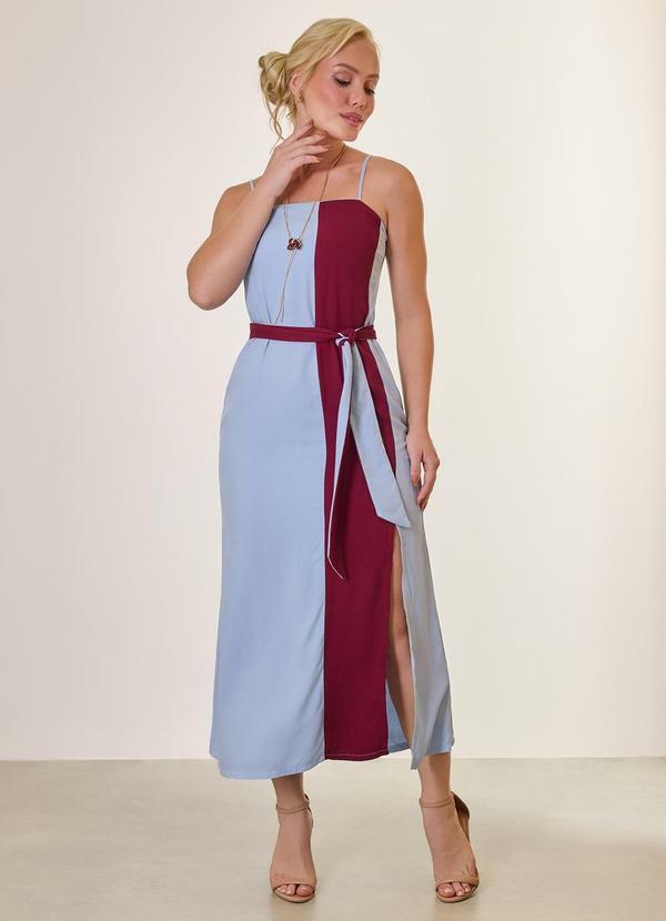 Vestido Midi Bicolor Ceu Acinzentado