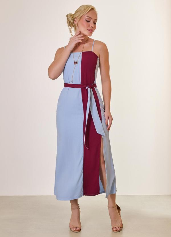 Vestido Midi Bicolor Ceu Acinzentado