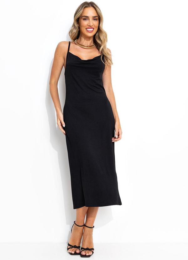 Vestido Preto em Malha Suede