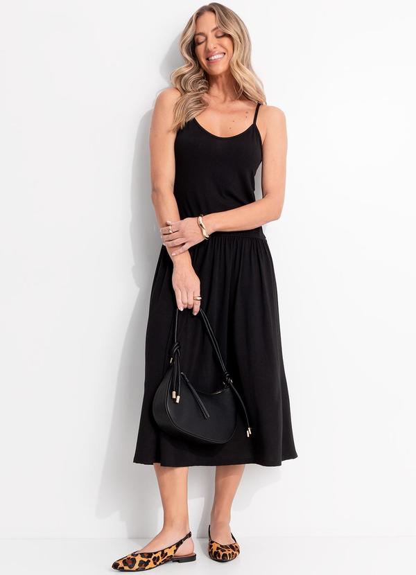Vista 2 Vestido Preto em Malha Suede Quintess Quintess