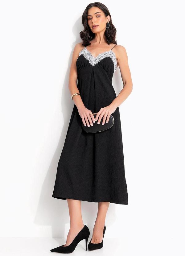 Vestido Preto em Malha Texturizada