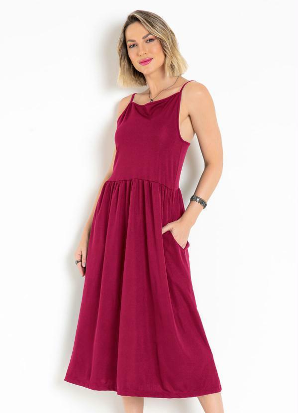 Vista 2 Vestido Vermelho em Malha Moda Pop Moda Pop