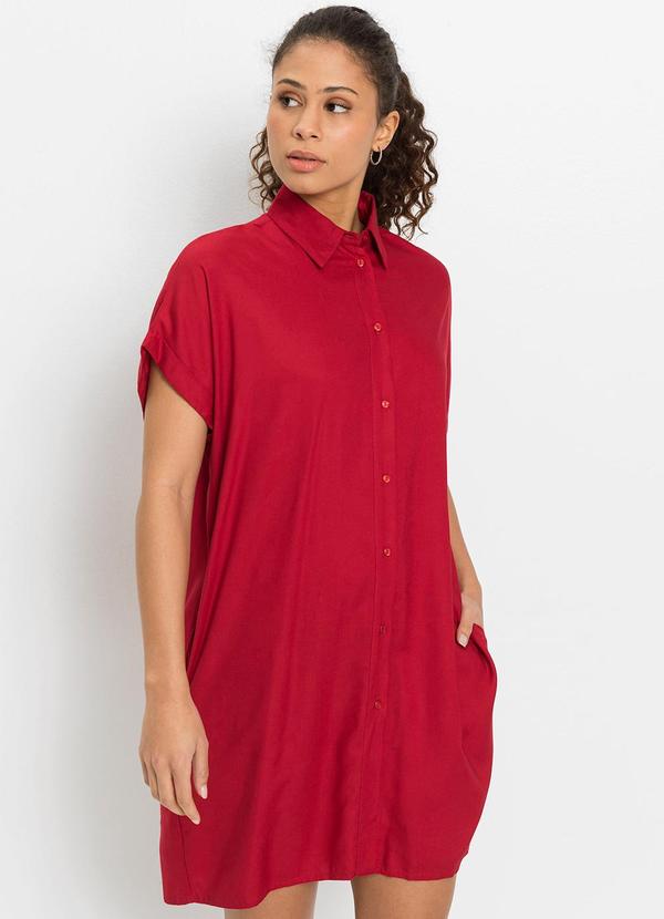 Vestido Vermelho em Viscose Plana