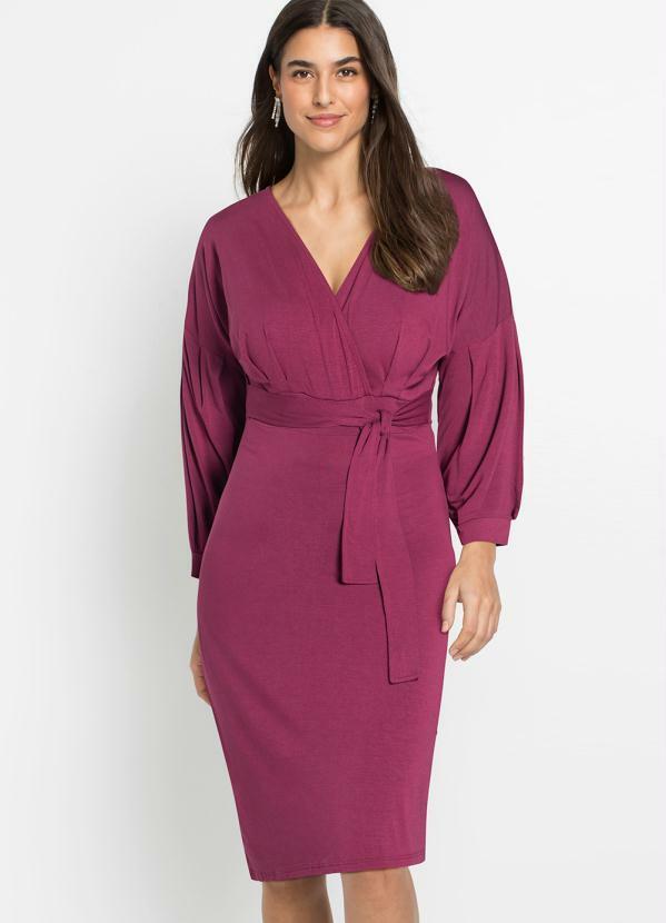 Vestido Bordô em Malha de Viscose