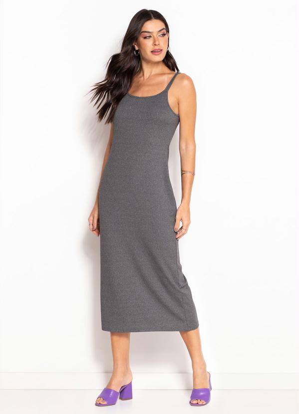 Vestido Alça Dupla Chumbo