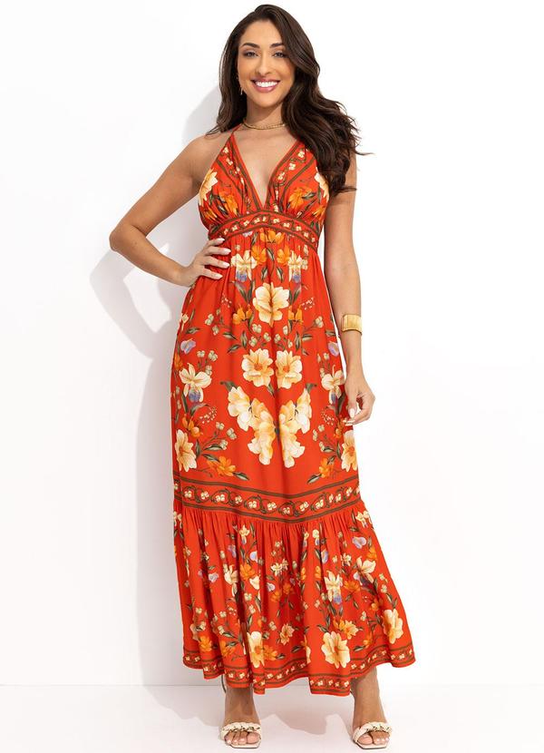 Vestido Cropped Borboleta em Flor Vermelho