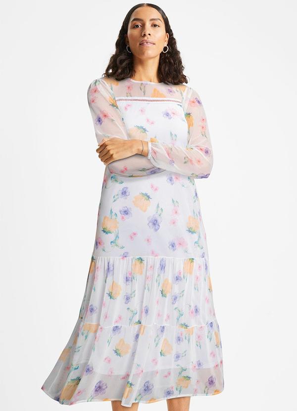 Vestido Floral Botânico em Tule