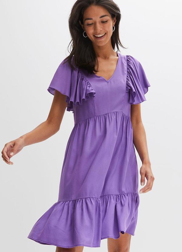 Vestido Lilás em Viscose Plana