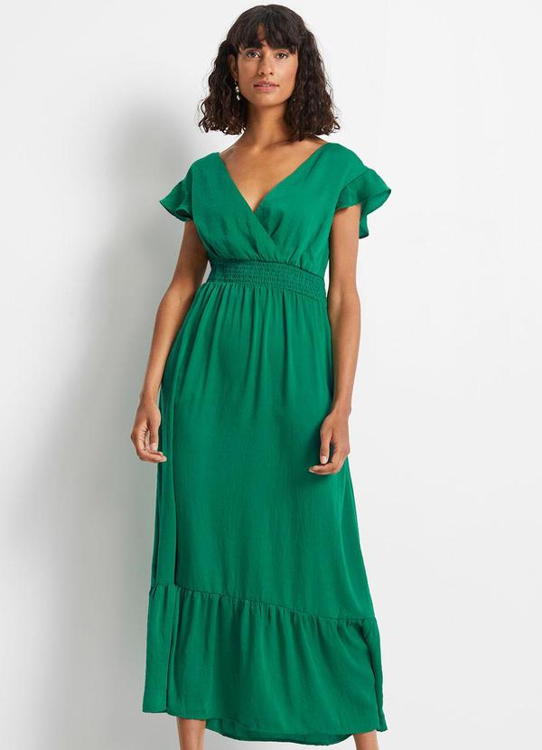 Vestido Verde em Viscose Plana