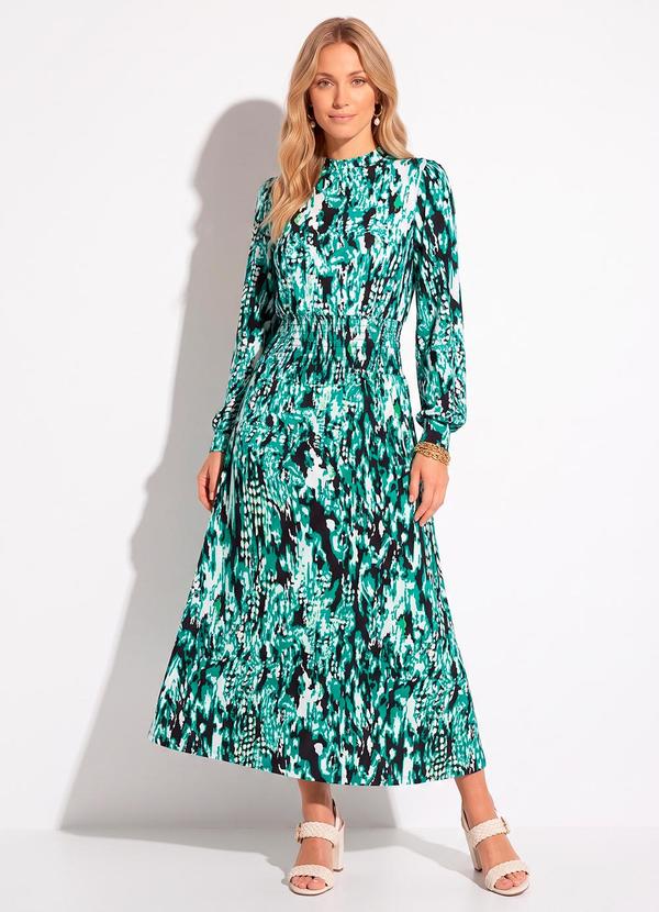 Vestido Alongado Abstrato Verde