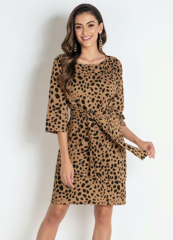 Vista 2 Vestido Bege com Amarração na Cintura Moda Pop Moda Pop