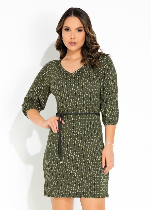Vestido Correntes Verde com Cinto Rovitex