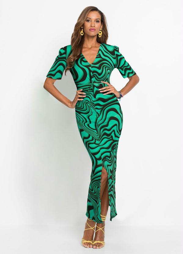 Vestido Estampa LÃquida em Malha Crepe