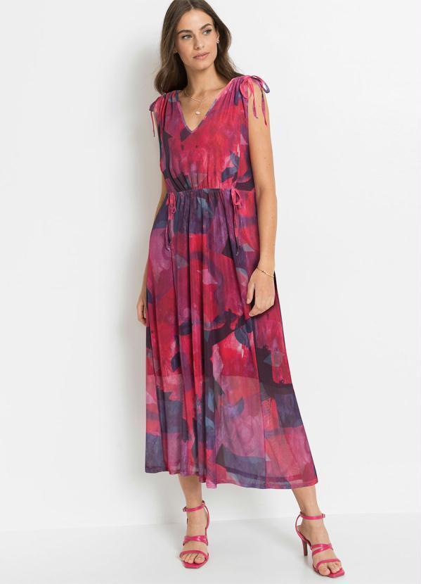 Vestido Longuete Folhas Abstrato