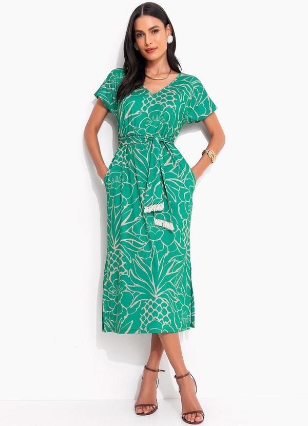 Vestido Tropical Verde em Malha Fria