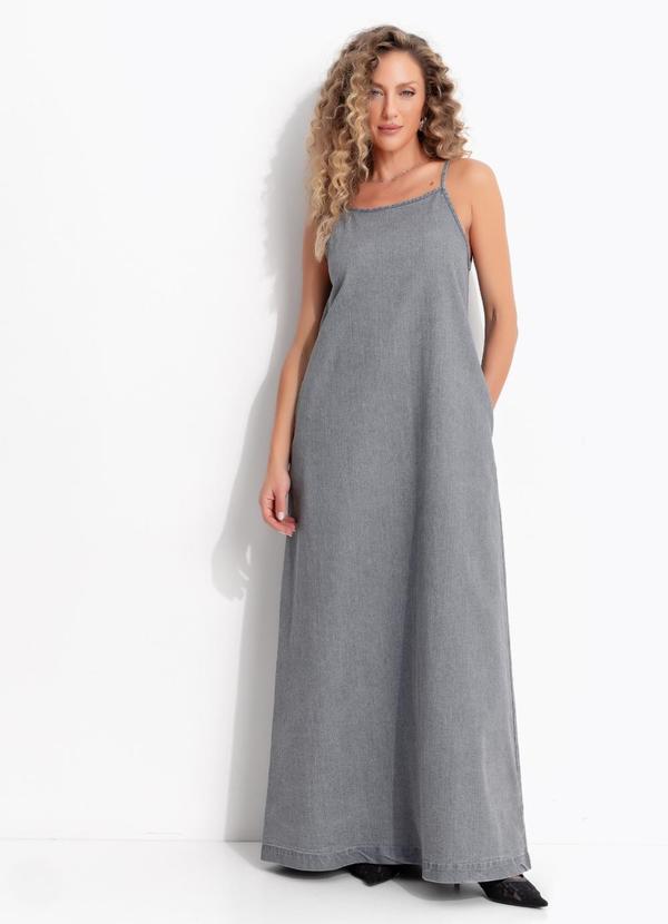 Vestido Cinza em Sarja