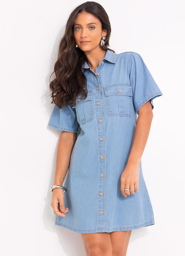 Vista 2 Vestido Jeans Claro em Jeans Leve Quintess Quintess