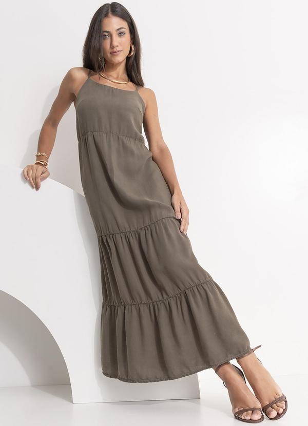 Vestido Verde Oliva em Tecido de Liocel
