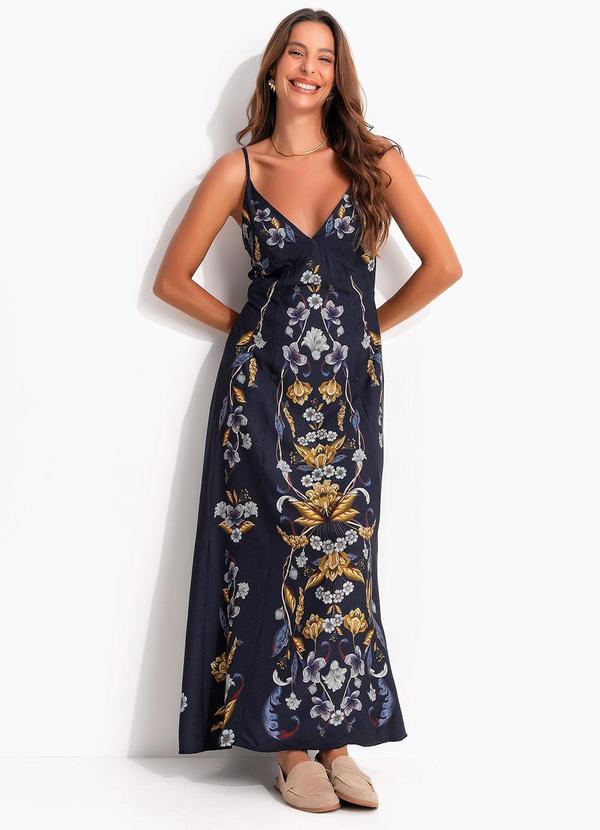 Vestido Alça Floral Maye Azul