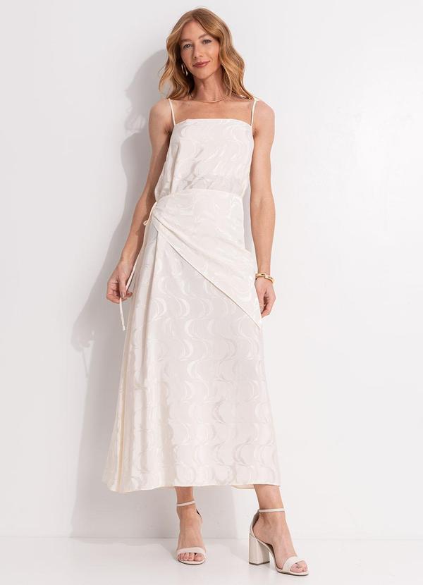 Vista 2 Vestido Alcinhas Jacquard Bege FARM FARM