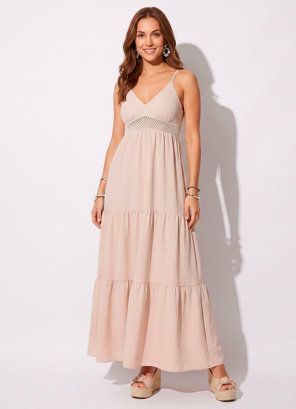 Vista 2 Vestido Alongado Bege em Air Flow Quintess Quintess