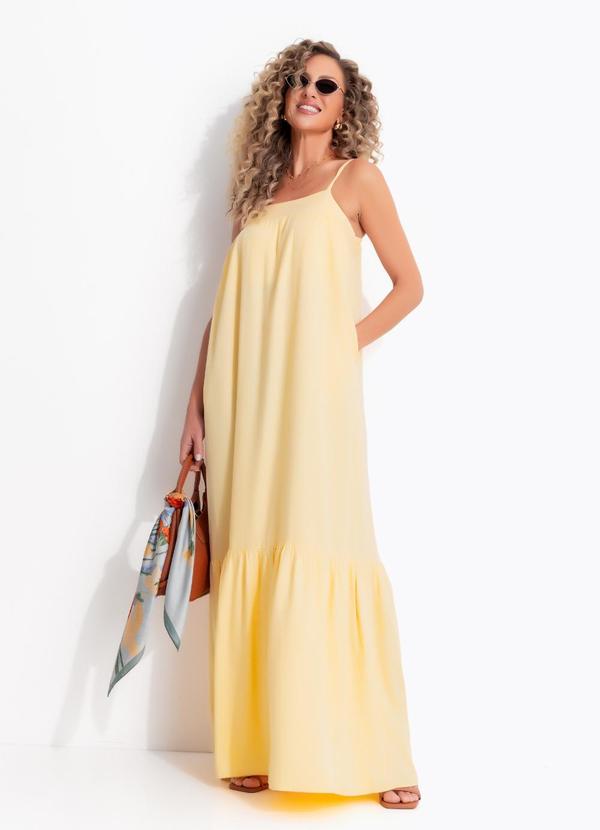 Vestido Amarelo em Viscose Plana