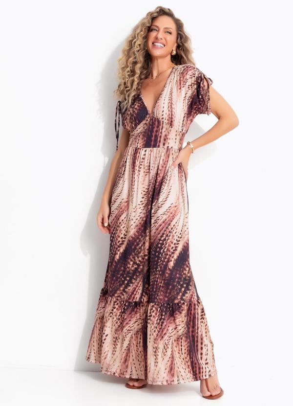 Vestido Animal Print Cervo em Malha Fria