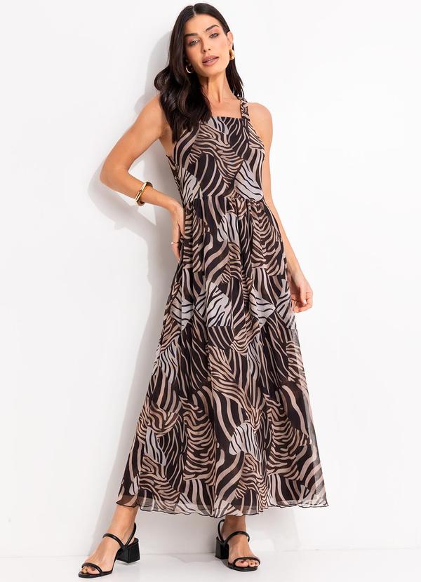 Vestido Animal Print em Tule com Elastano