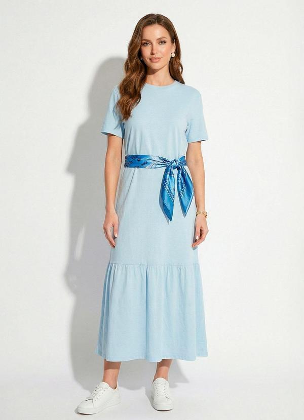 Vestido Azul Claro em Malha de Algodão