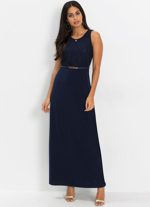 Vestido Azul Marinho em Malha de Viscose
