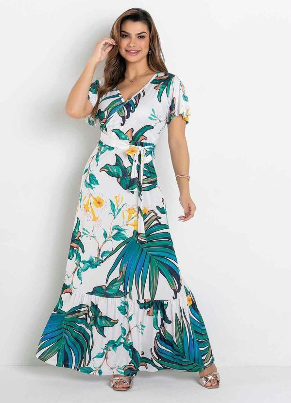 Vista 2 Vestido Babado Folhagem Verde Rosalie Rosalie