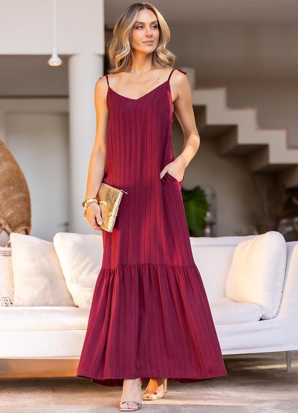 Vestido Burgundy em Viscose Plana